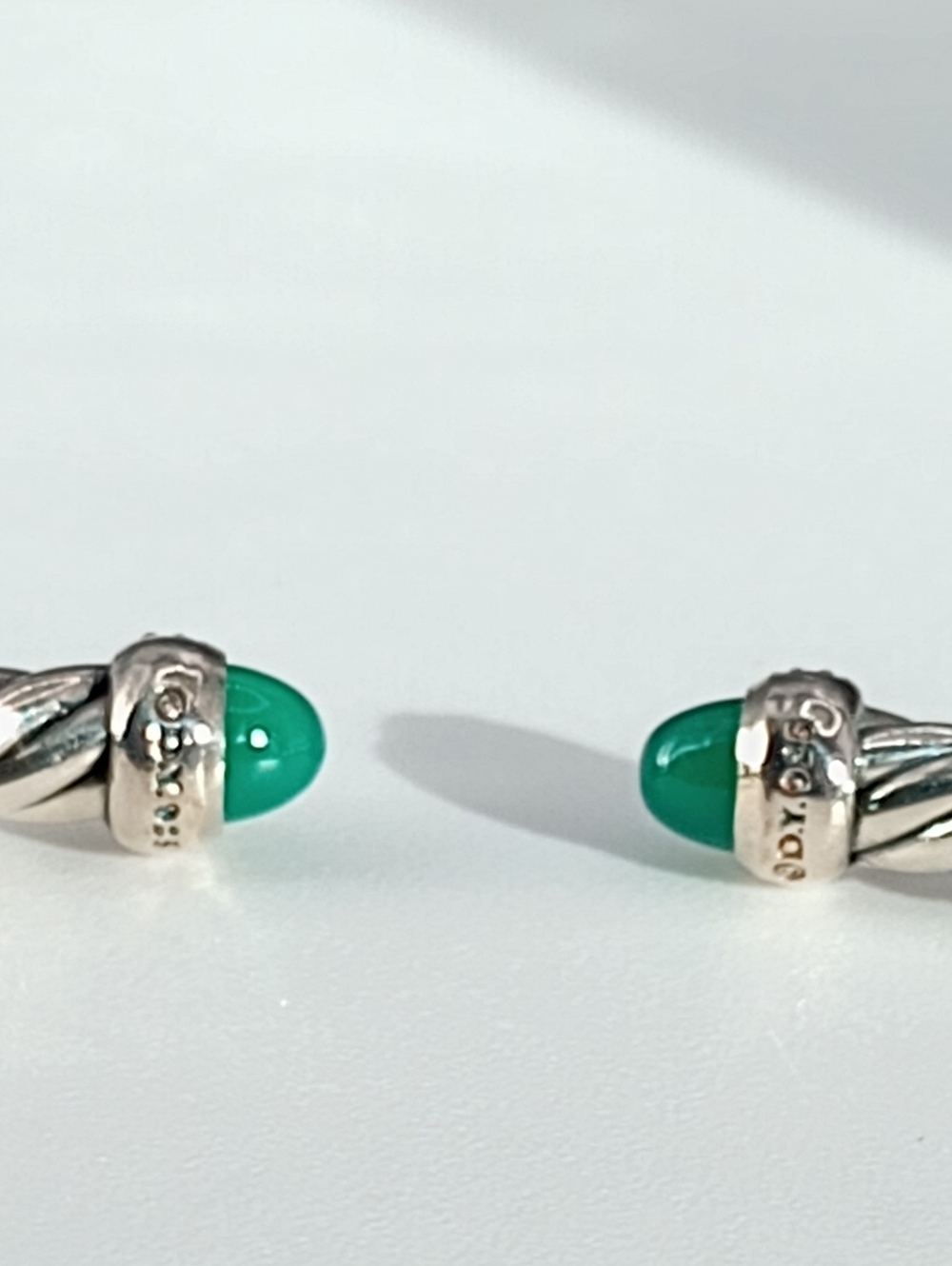 David Yurman Cable Flex Sterling Silver with Diamonds and Green Onyx 4mm - Picture 6 of 6